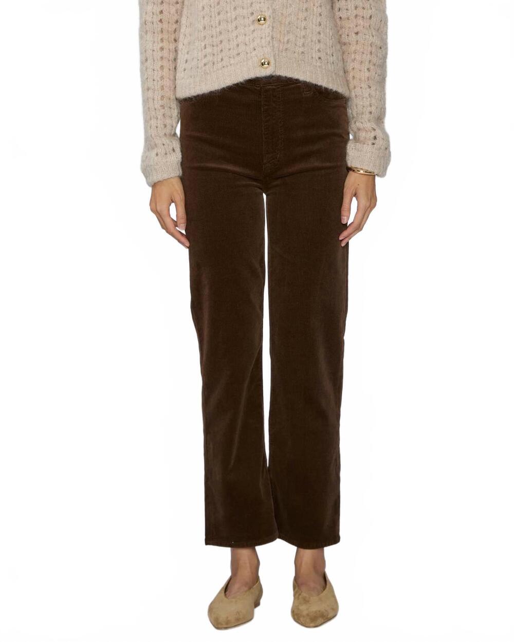 NEW FRAME le sleek straight corduroy pants in bitter chocolate